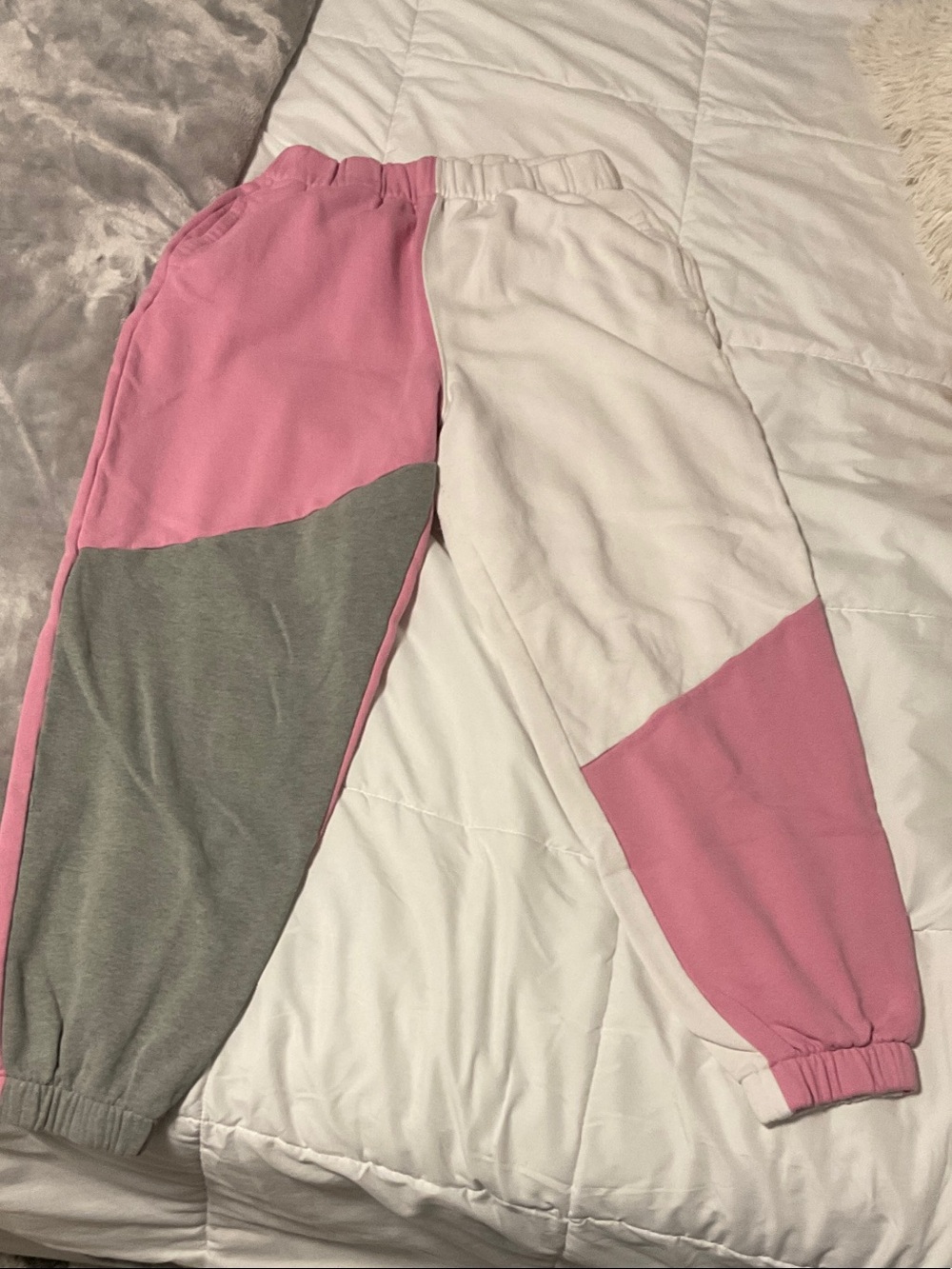 Hollister Pink White Gray Colorblock Joggers